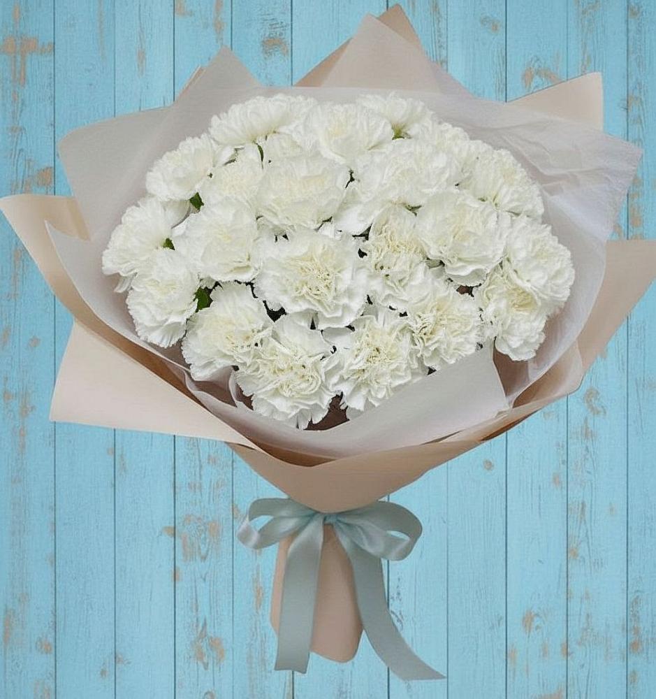 Букет Хрустальное утро в Нинах Букет цветов из: Гвоздики в Нинах