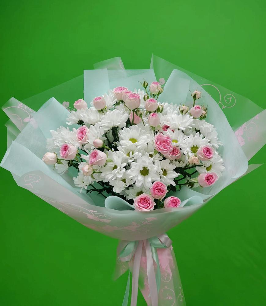 Букет влюбленный романтик в Нинах Букет цветов из: Розы и Хризантемы в Нинах