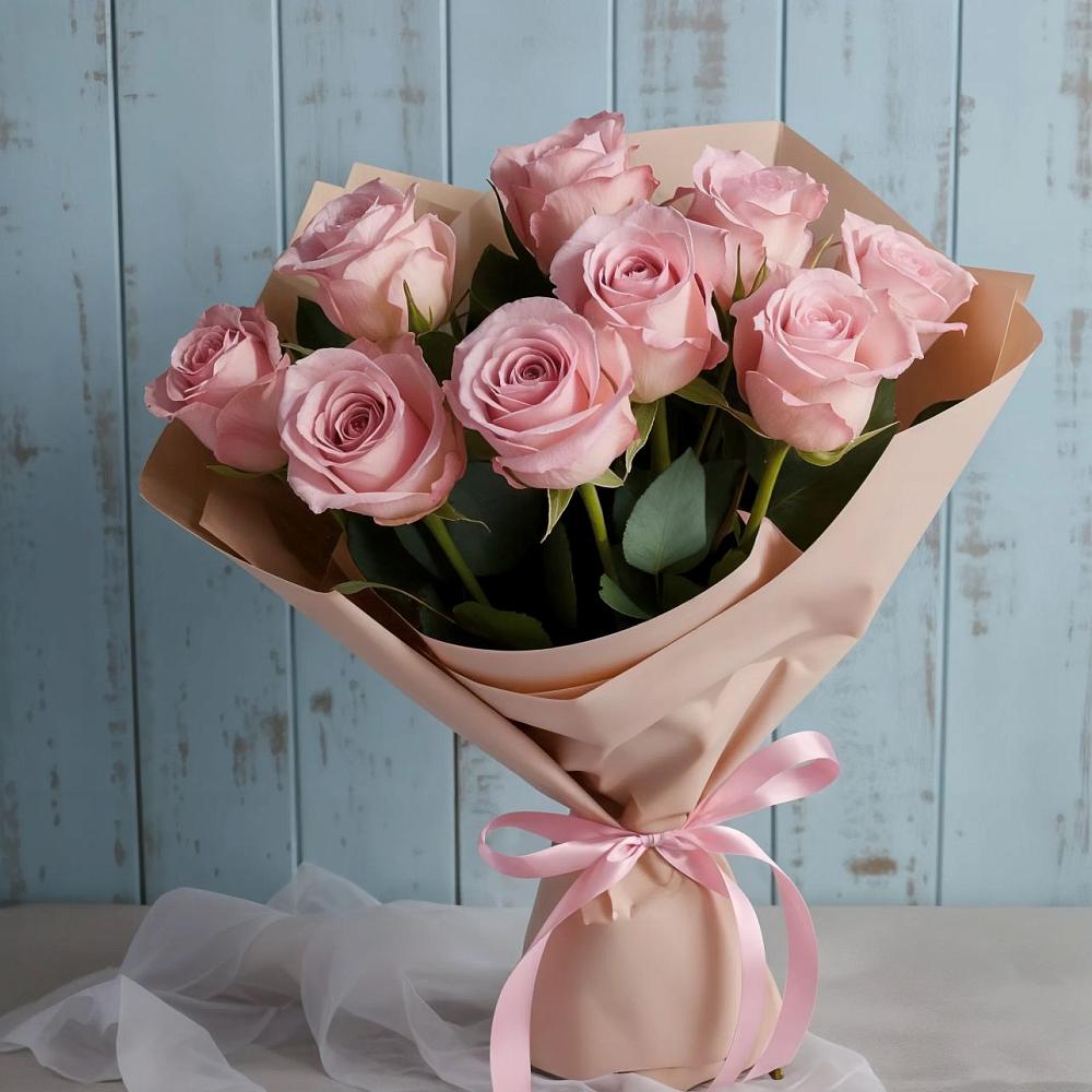 9 розовых роз в Нинах Букет цветов из: Розы в Нинах