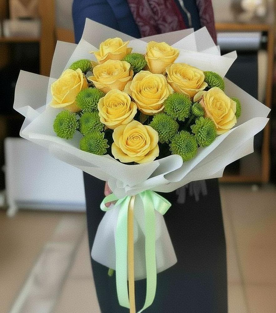 Букет цветов из: Хризантемы и Розы в Нинах