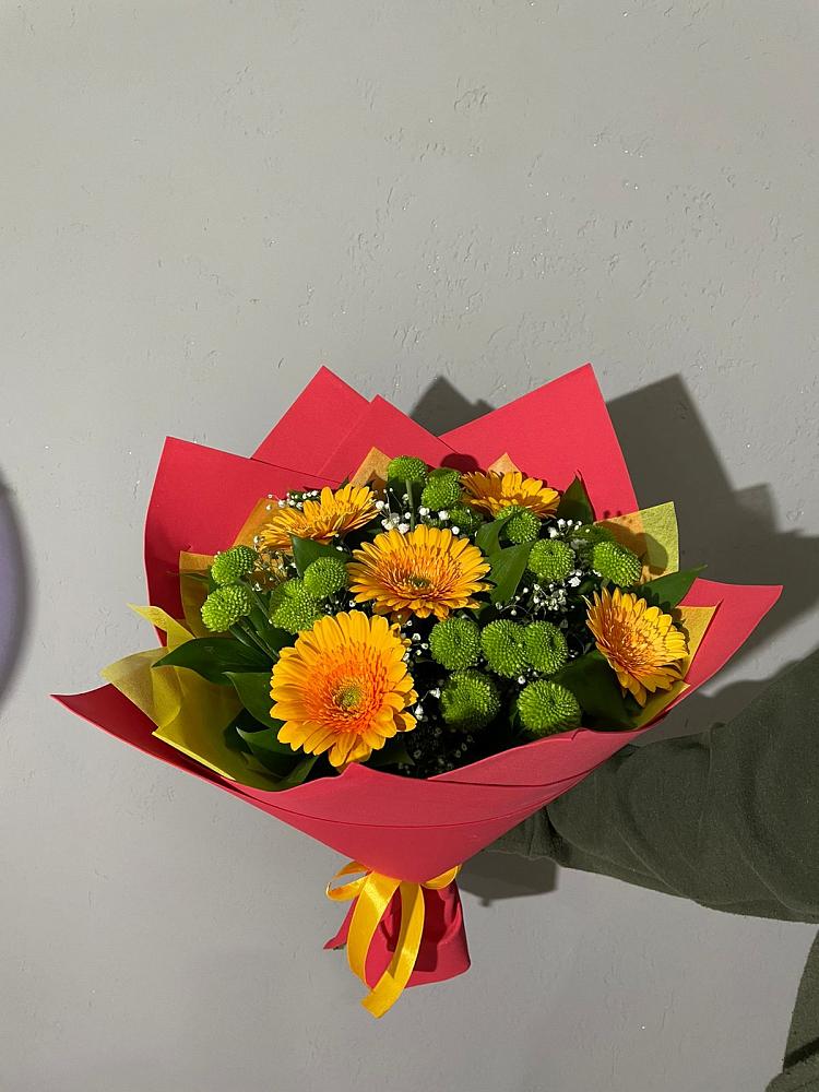 Букет восход солнца в Нинах Букет цветов из: Герберы и Хризантемы в Нинах