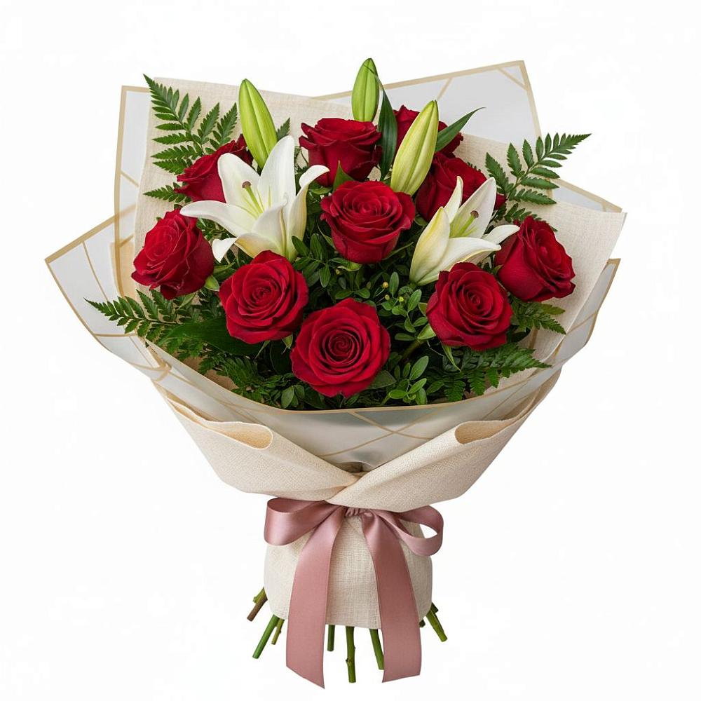 Букет высокая поэзия в Нинах Букет цветов из: Лилии и Розы в Нинах