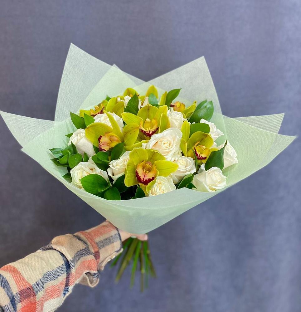 Букет лимончелло в Нинах Букет цветов из: Орхидеи и Розы в Нинах